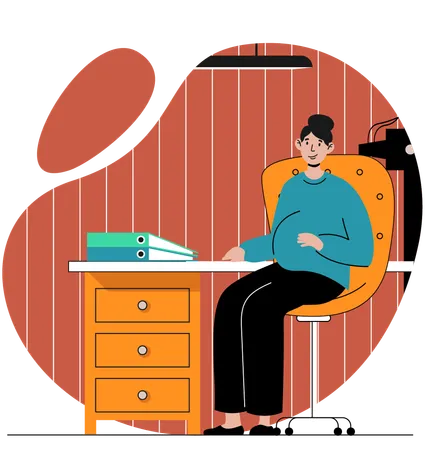 Pregnant woman working remotely  Illustration