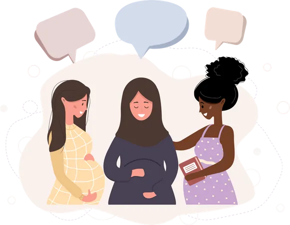 Pregnant woman's standing together  Illustration