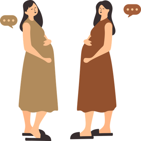 Pregnant women talking to each other  Illustration