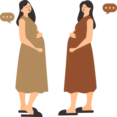 Pregnant women talking to each other  Illustration