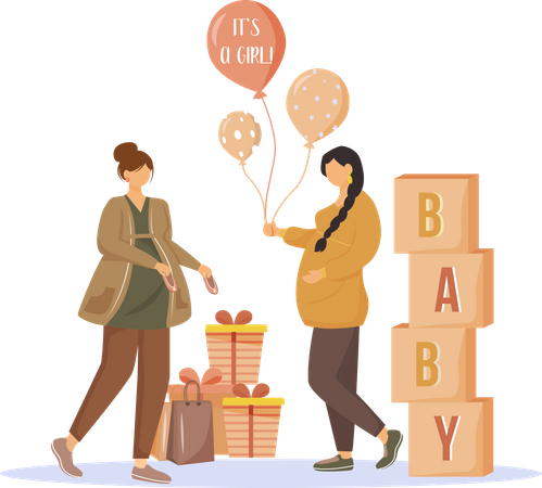 Pregnant women with gifts Illustration