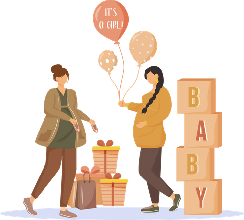 Pregnant women with gifts  Illustration