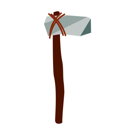 Prehistoric Man Axe Made Of Stone And Stick  Illustration