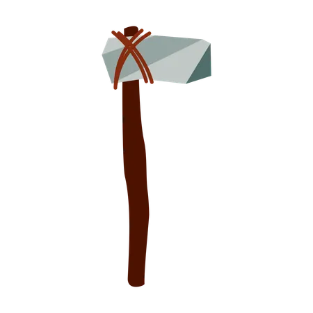 Prehistoric Man Axe Made Of Stone And Stick  Illustration