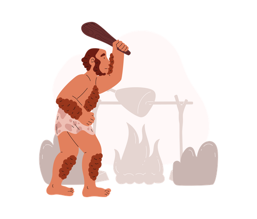 Prehistoric man with club  Illustration