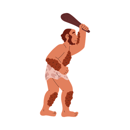 Prehistoric man with club  Illustration