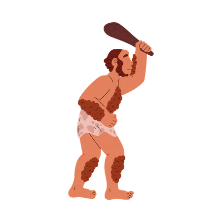 Prehistoric man with club  Illustration