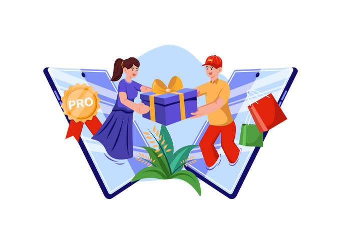 Premium customers getting benefits on shopping  Illustration