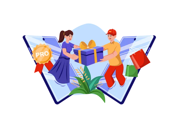 Premium customers getting benefits on shopping  Illustration