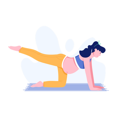 Prenatal Yoga done by woman  Illustration