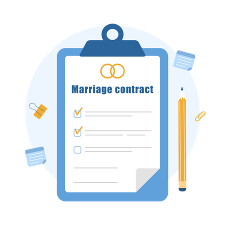 Prenuptial agreement document  Illustration