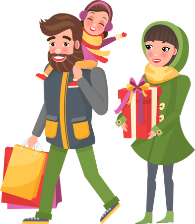Preparación y compras para las fiestas navideñas  Ilustración