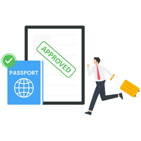 Preparación de visa de viaje y pasaporte  Ilustración