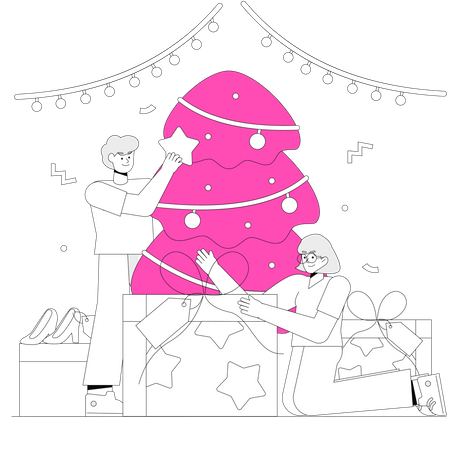 Préparation des vacances de Noël  Illustration