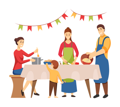 Préparation du dîner de Noël  Illustration