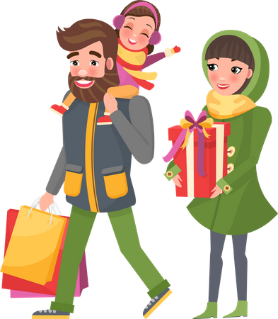 Préparation et shopping des fêtes de Noël  Illustration