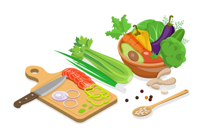 3 D Isometric Flat Vector Illustration Of Tasty Recipes Homemade Food Preparation Illustration