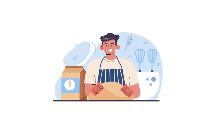 Preparing dough from batter  Illustration