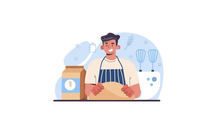 Preparing dough from batter  Illustration