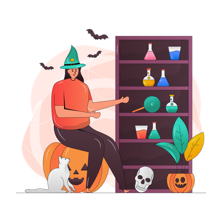 Preparing for Halloween  Illustration