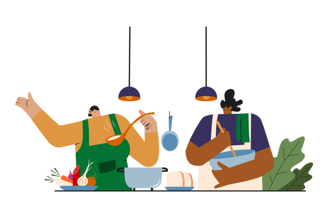 Preparing healthy meal  Illustration