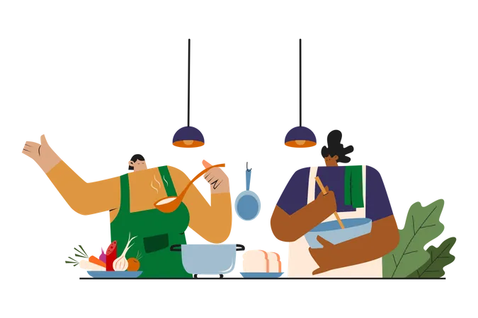 Preparing healthy meal  Illustration