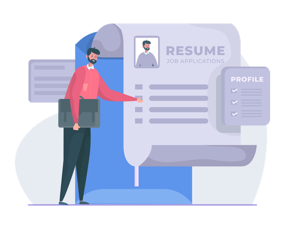 Preparing resume document  Illustration