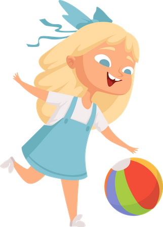 Preschool girl playing with ball Illustration