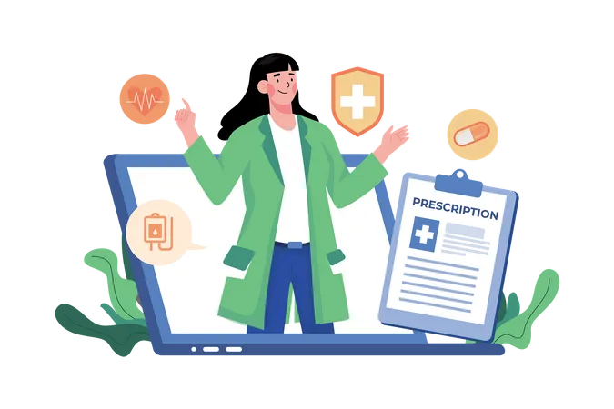 Prescrição médica on-line  Ilustração