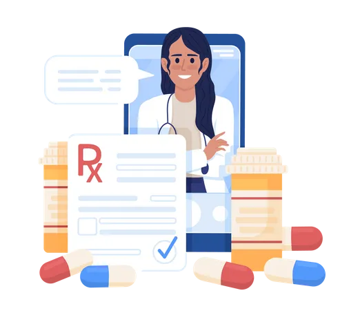 Prescription de médicaments en ligne  Illustration
