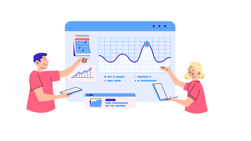 Business people Present the dashboard  Illustration