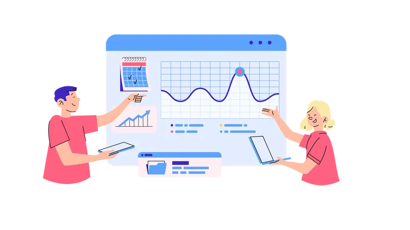 Business people Present the dashboard  Illustration