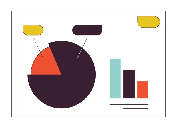 Diapositiva de presentación empresarial con gráficos.  Ilustración