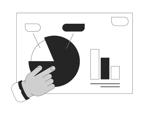 Gráfico circular de presentación de negocios apuntando  Ilustración