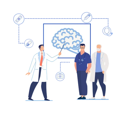 Cerebro humano relacionado con la presentación.  Ilustración