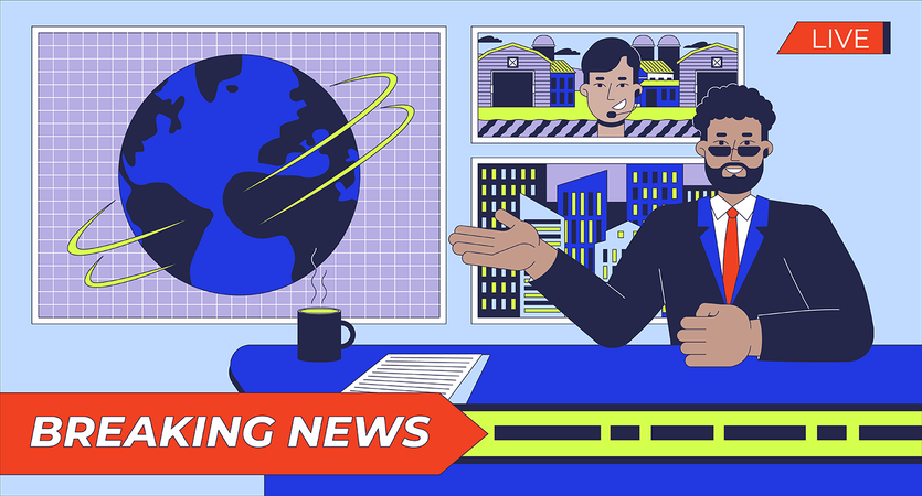 Presentador de noticias de última hora  Illustration