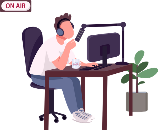 Presentador de podcasts en línea  Ilustración
