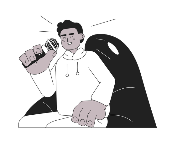 Presentador de un programa de entrevistas masculino afroamericano  Ilustración