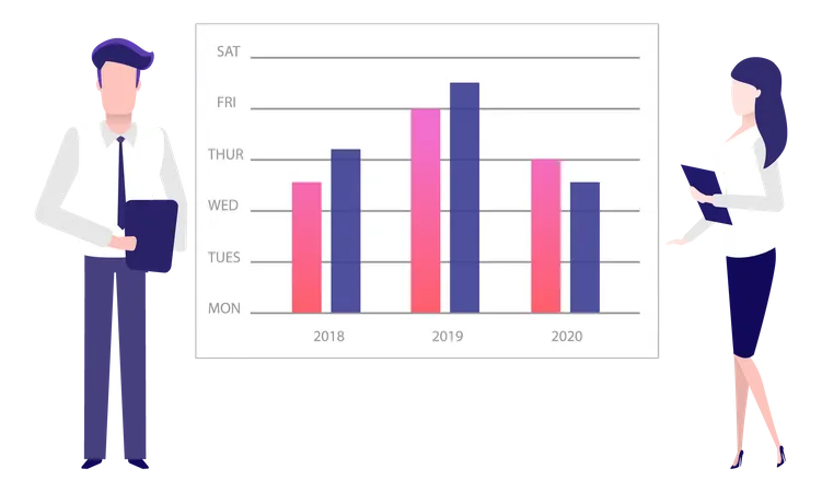 Les présentateurs affichent des indicateurs statistiques  Illustration