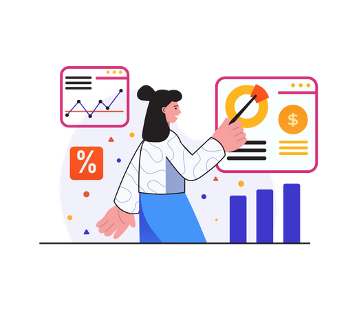 Employeur donnant une présentation sur l'analyse de marché  Illustration