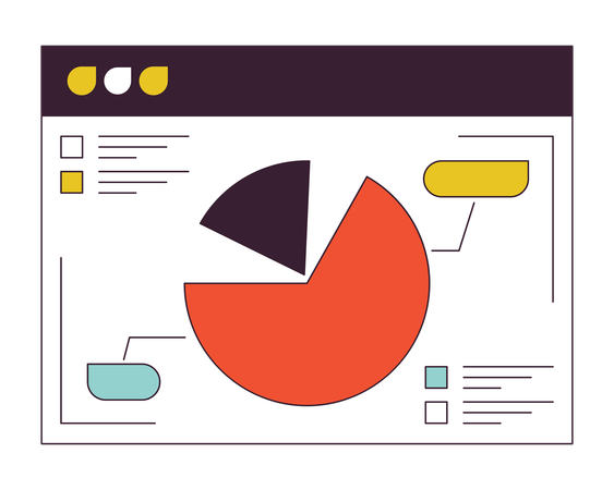 Diapositive de présentation en ligne avec diagramme circulaire  Illustration