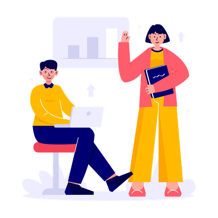 Presentation report shared by manager in meeting  Illustration