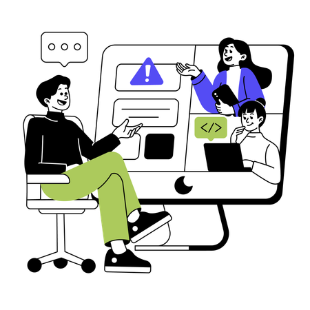 Presenting code to developer team  Illustration