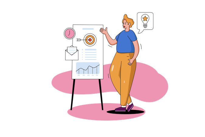 Presenting marketing ideas in meeting  Illustration