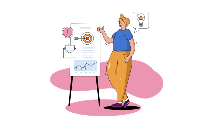 Presenting marketing ideas in meeting  Illustration