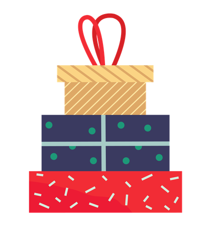 Presents in Boxes with Wrapping Paper for Holidays  Illustration
