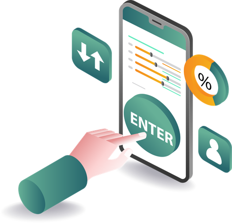 Press enter button for smartphone  Illustration