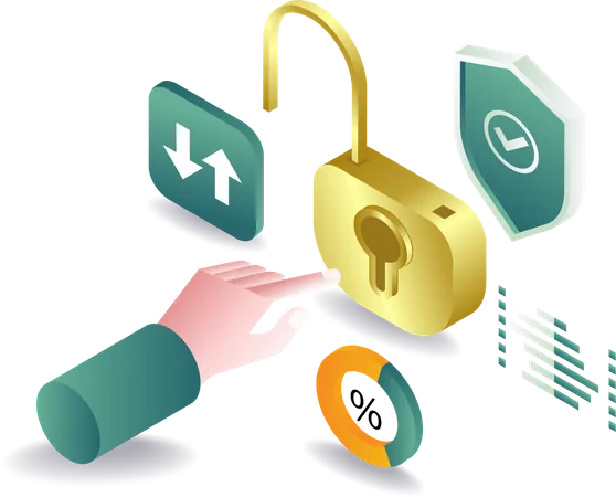 Press lock button for security symbol  Illustration