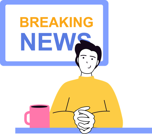 Press reporter telling breaking news  Illustration