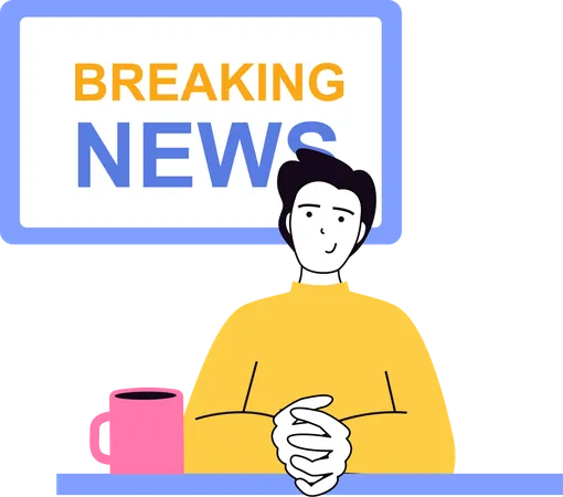 Press reporter telling breaking news  Illustration